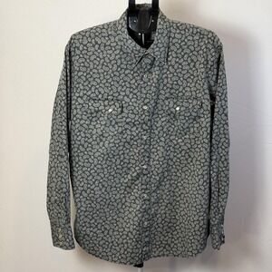 Wrangler Wrancher Shirt Mens XL Gray Paisley Long Sleeve Western Pearl Snap‎